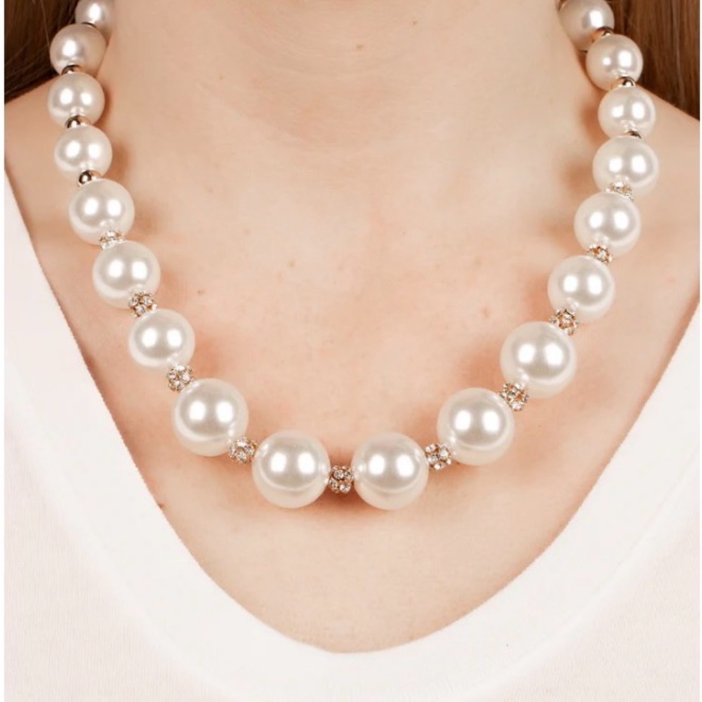3/$12 Sail Away With Me Gold White Necklace